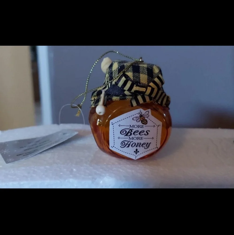 Kurt Adler Glass Honey Jar Ornament W Saying 